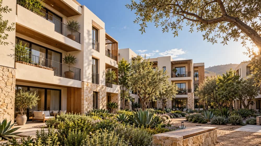Condominios rodeados de jardines