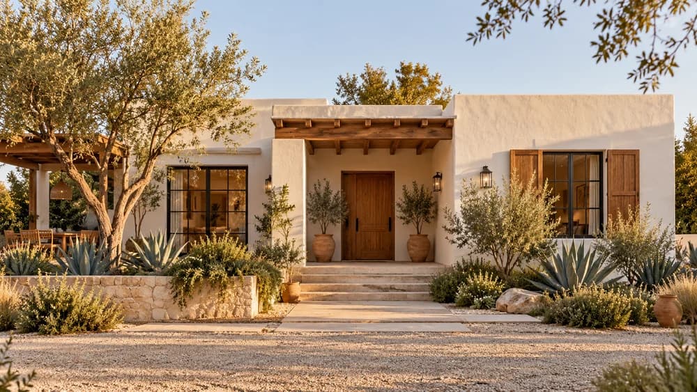 Casa con jardín y fachada de madera